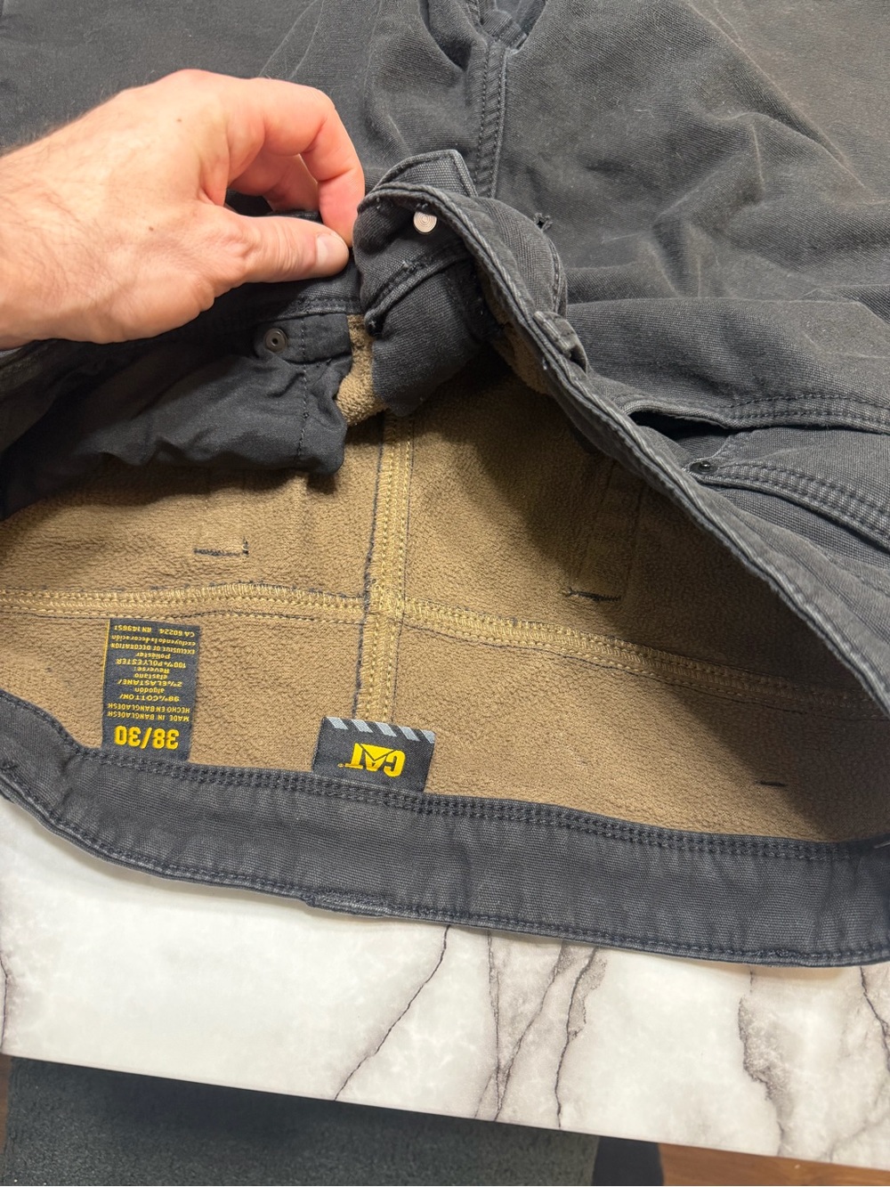 Caterpillar Men's Bootcut Jeans - Black Exterior, Brown Interior